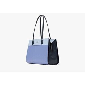 Kate Spade Madison Colorblock  Leather East West Laptop Tote Evening Blue Iris